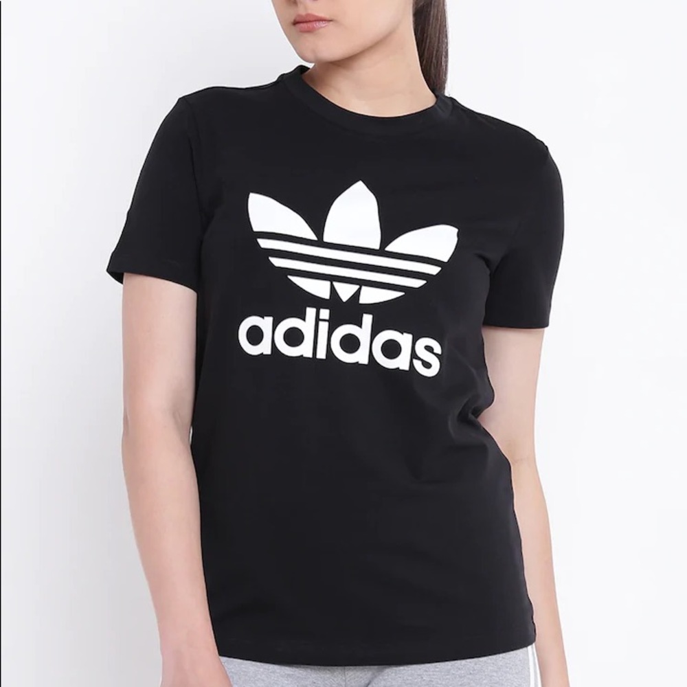 Adidas Originals black printed Trefoil tshirt